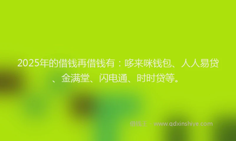 2025年的借钱再借钱有：哆来咪钱包、人人易贷、金满堂、闪电通、时时贷等。
