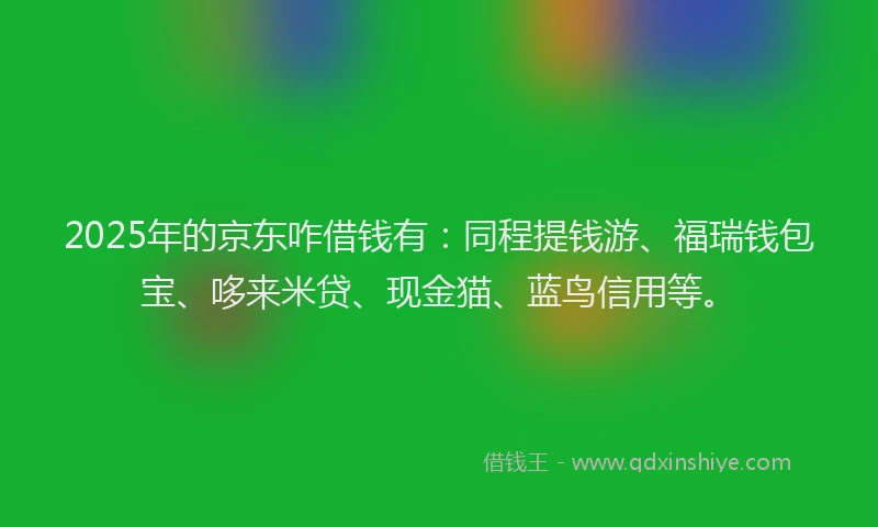 2025年的京东咋借钱有：同程提钱游、福瑞钱包宝、哆来米贷、现金猫、蓝鸟信用等。