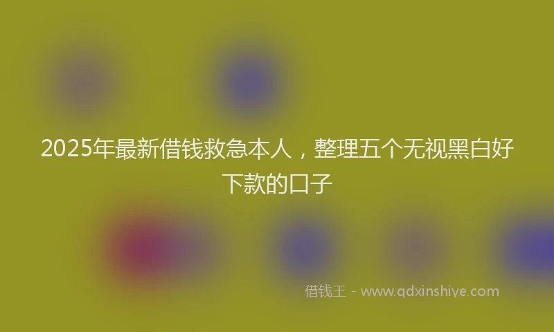 2025年最新借钱救急本人，整理五个无视黑白好下款的口子