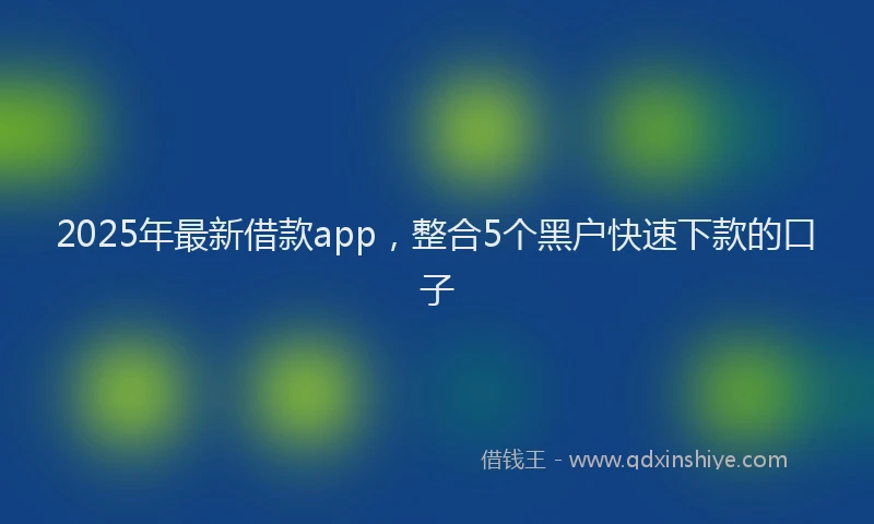 2025年最新借款app，整合5个黑户快速下款的口子