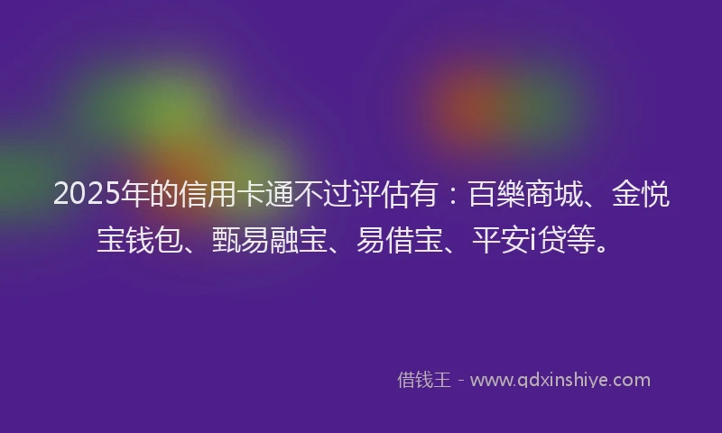 2025年的信用卡通不过评估有：百樂商城、金悦宝钱包、甄易融宝、易借宝、平安i贷等。