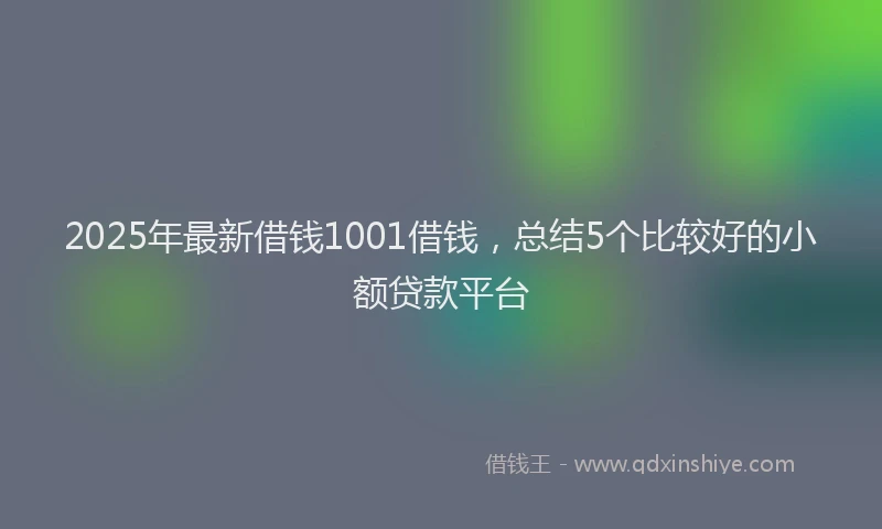 2025年最新借钱1001借钱，总结5个比较好的小额贷款平台