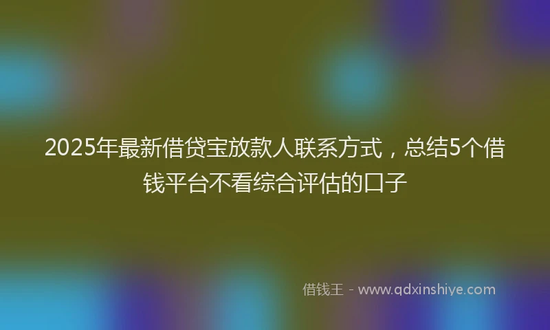 2025年最新借贷宝放款人联系方式，总结5个借钱平台不看综合评估的口子