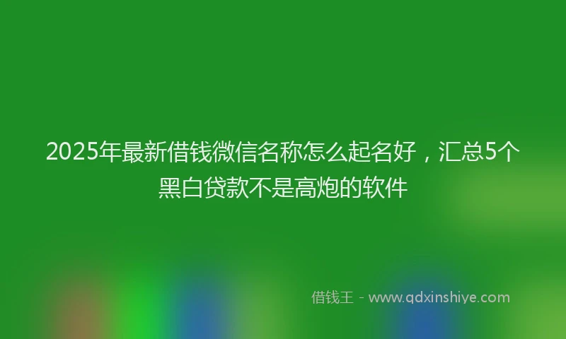 2025年最新借钱微信名称怎么起名好，汇总5个黑白贷款不是高炮的软件