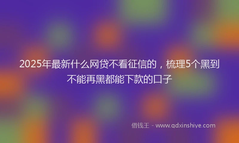 2025年最新什么网贷不看征信的，梳理5个黑到不能再黑都能下款的口子