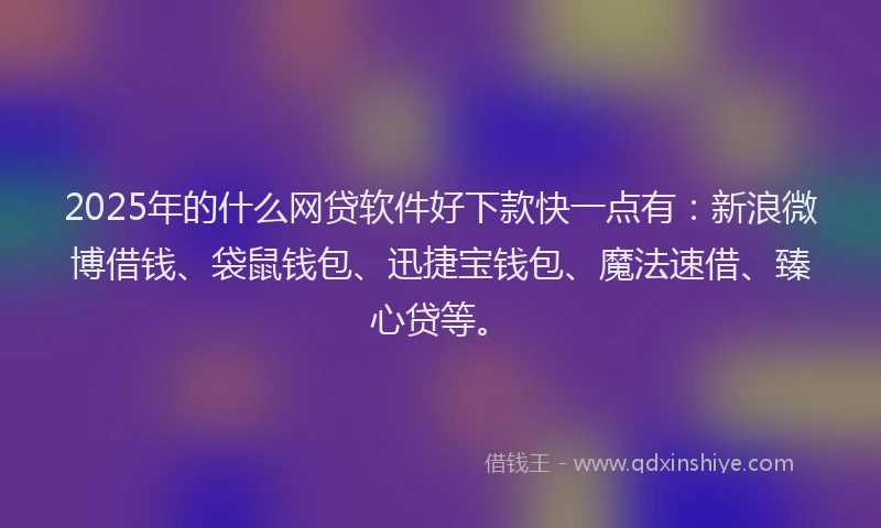 2025年的什么网贷软件好下款快一点有：新浪微博借钱、袋鼠钱包、迅捷宝钱包、魔法速借、臻心贷等。