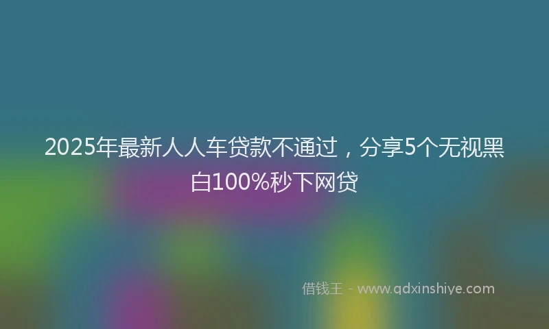 2025年最新人人车贷款不通过，分享5个无视黑白100%秒下网贷