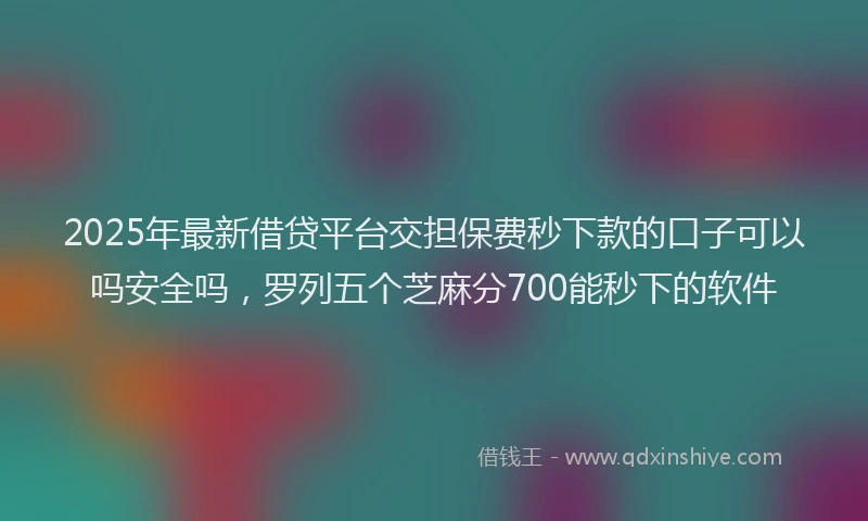 2025年最新借贷平台交担保费秒下款的口子可以吗安全吗，罗列五个芝麻分700能秒下的软件