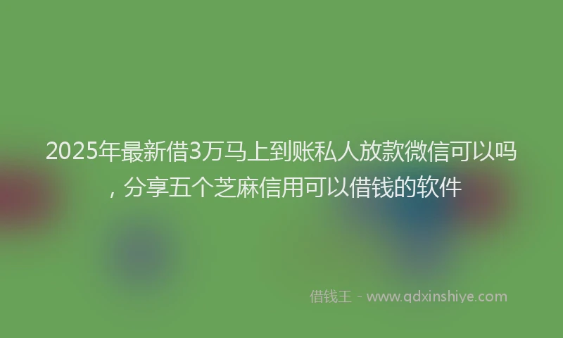 2025年最新借3万马上到账私人放款微信可以吗，分享五个芝麻信用可以借钱的软件