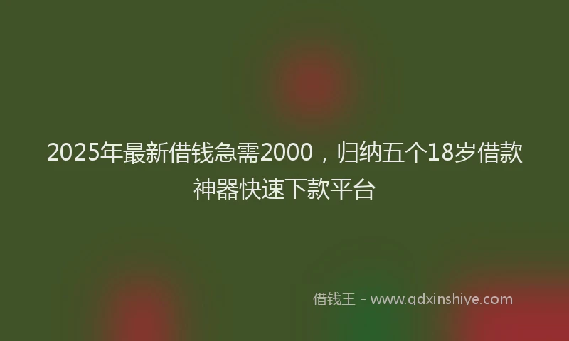2025年最新借钱急需2000，归纳五个18岁借款神器快速下款平台