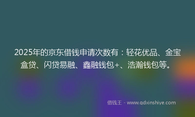 2025年的京东借钱申请次数有：轻花优品、金宝盒贷、闪贷易融、鑫融钱包+、浩瀚钱包等。