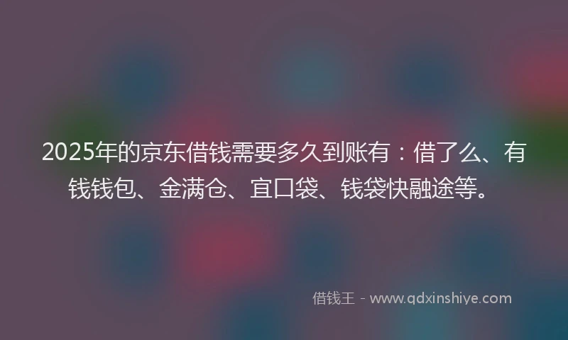 2025年的京东借钱需要多久到账有：借了么、有钱钱包、金满仓、宜口袋、钱袋快融途等。