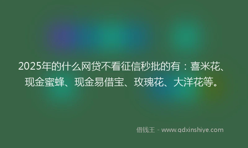 2025年的什么网贷不看征信秒批的有：喜米花、现金蜜蜂、现金易借宝、玫瑰花、大洋花等。