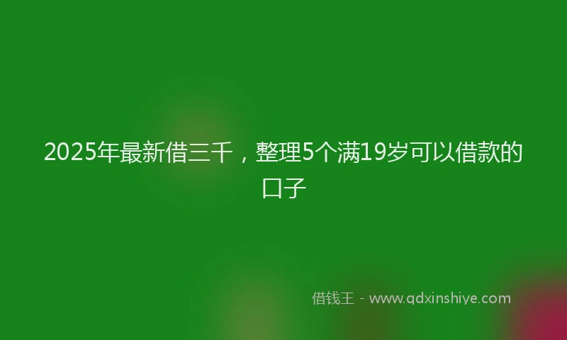 2025年最新借三千，整理5个满19岁可以借款的口子