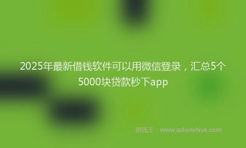 2025年最新借钱软件可以用微信登录，汇总5个5000块贷款秒下app