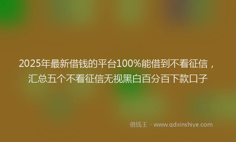 2025年最新借钱的平台100%能借到不看征信，汇总五个不看征信无视黑白百分百下款口子