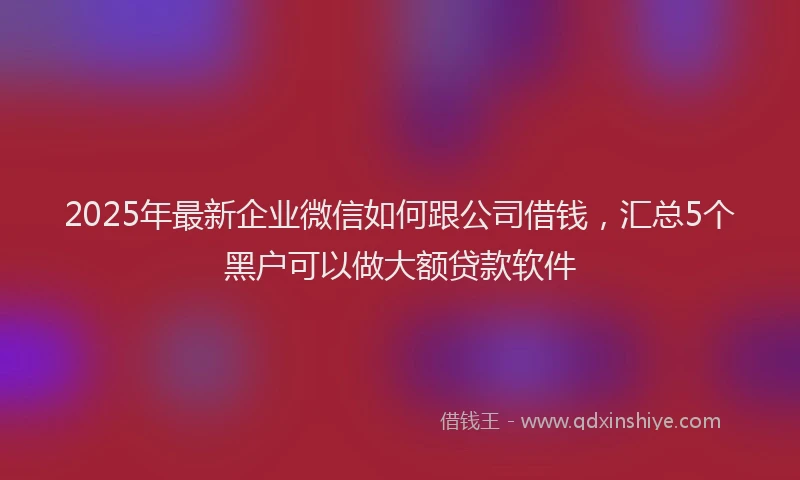 2025年最新企业微信如何跟公司借钱，汇总5个黑户可以做大额贷款软件