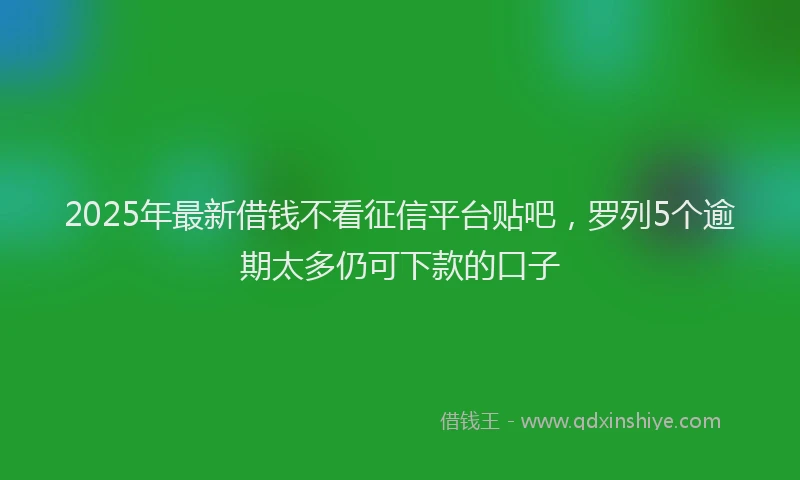 2025年最新借钱不看征信平台贴吧，罗列5个逾期太多仍可下款的口子