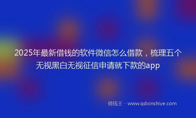 2025年最新借钱的软件微信怎么借款，梳理五个无视黑白无视征信申请就下款的app