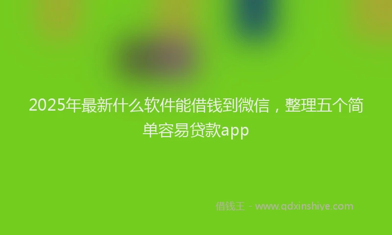 2025年最新什么软件能借钱到微信，整理五个简单容易贷款app