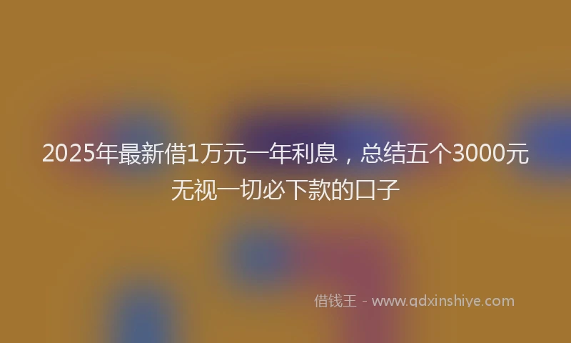 2025年最新借1万元一年利息，总结五个3000元无视一切必下款的口子