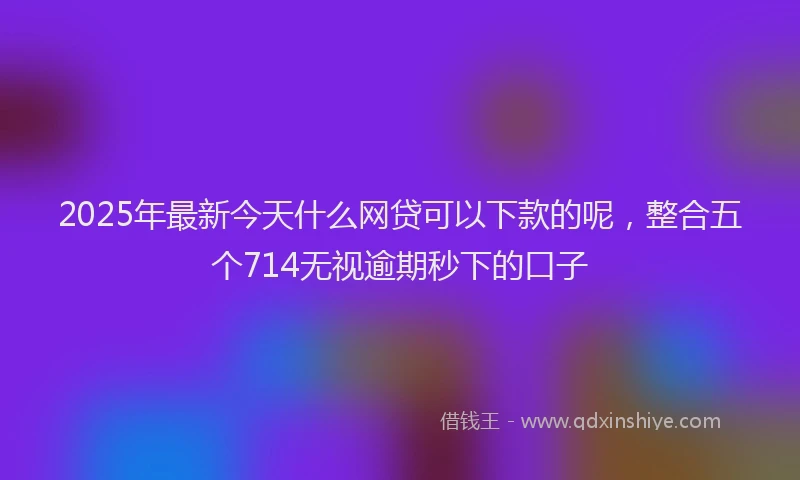 2025年最新今天什么网贷可以下款的呢，整合五个714无视逾期秒下的口子