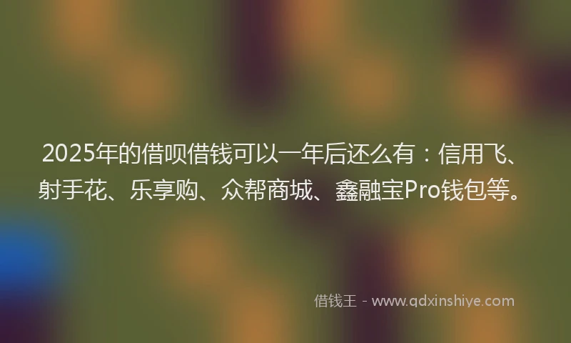 2025年的借呗借钱可以一年后还么有：信用飞、射手花、乐享购、众帮商城、鑫融宝Pro钱包等。