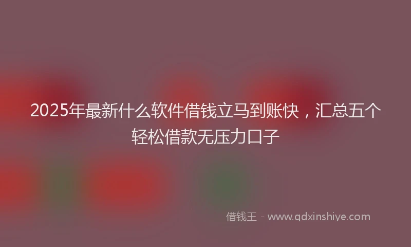 2025年最新什么软件借钱立马到账快，汇总五个轻松借款无压力口子