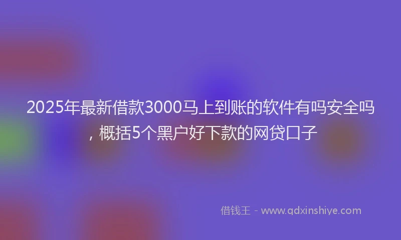2025年最新借款3000马上到账的软件有吗安全吗，概括5个黑户好下款的网贷口子