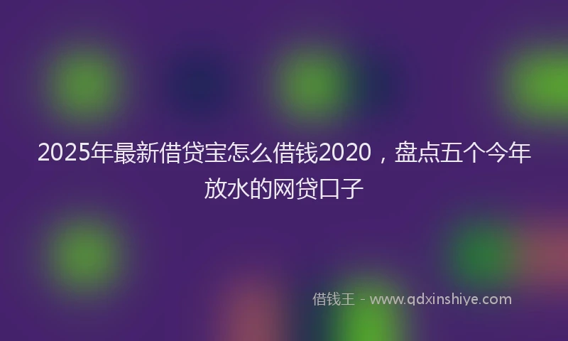 2025年最新借贷宝怎么借钱2020，盘点五个今年放水的网贷口子