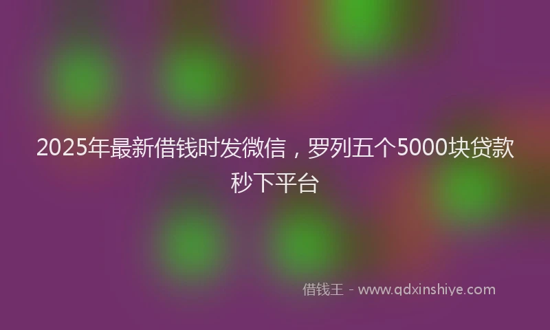 2025年最新借钱时发微信，罗列五个5000块贷款秒下平台