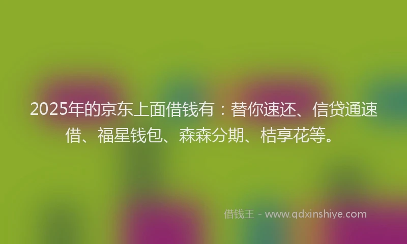 2025年的京东上面借钱有：替你速还、信贷通速借、福星钱包、森森分期、桔享花等。