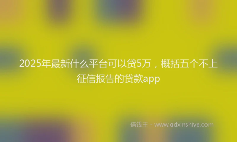 2025年最新什么平台可以贷5万，概括五个不上征信报告的贷款app