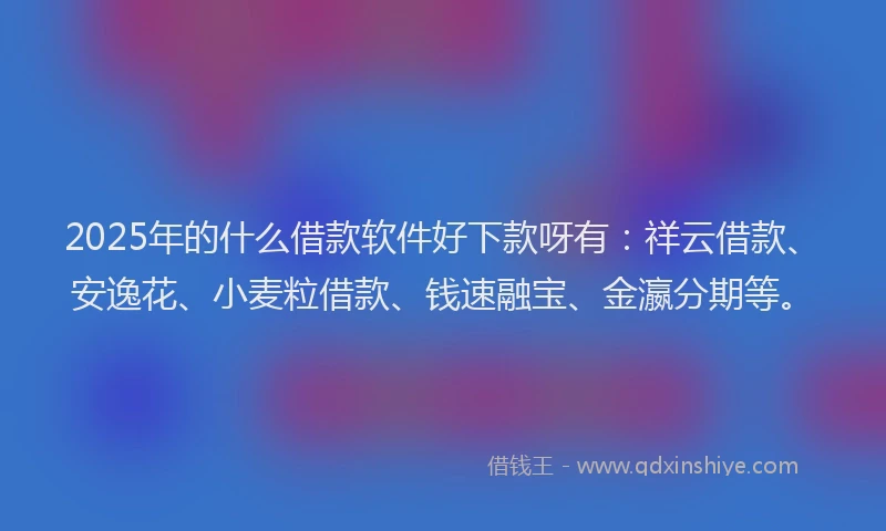 2025年的什么借款软件好下款呀有：祥云借款、安逸花、小麦粒借款、钱速融宝、金瀛分期等。