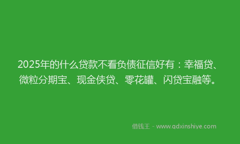 2025年的什么贷款不看负债征信好有：幸福贷、微粒分期宝、现金侠贷、零花罐、闪贷宝融等。