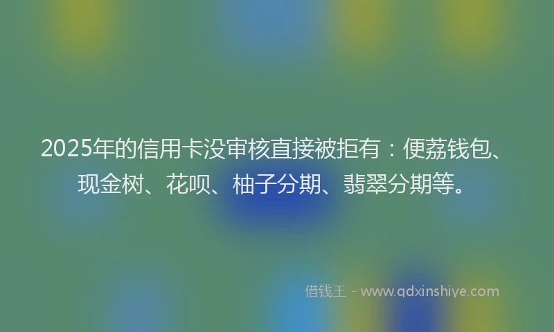 2025年的信用卡没审核直接被拒有：便荔钱包、现金树、花呗、柚子分期、翡翠分期等。