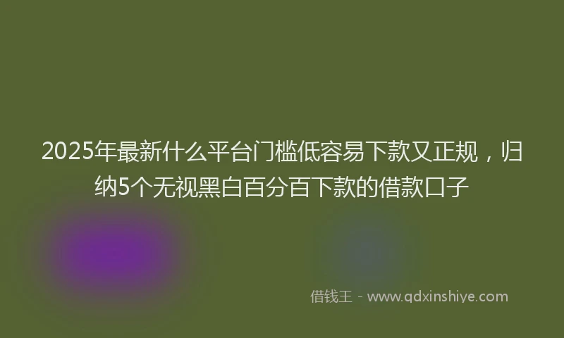 2025年最新什么平台门槛低容易下款又正规，归纳5个无视黑白百分百下款的借款口子