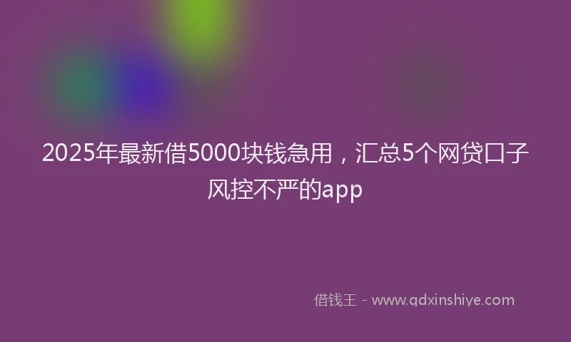 2025年最新借5000块钱急用，汇总5个网贷口子风控不严的app
