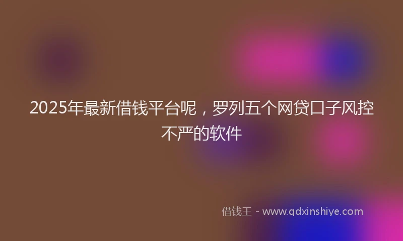 2025年最新借钱平台呢，罗列五个网贷口子风控不严的软件