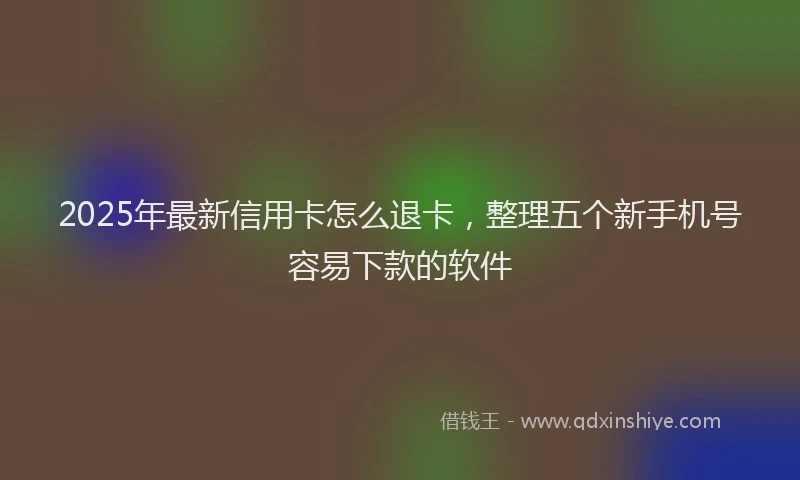 2025年最新信用卡怎么退卡，整理五个新手机号容易下款的软件