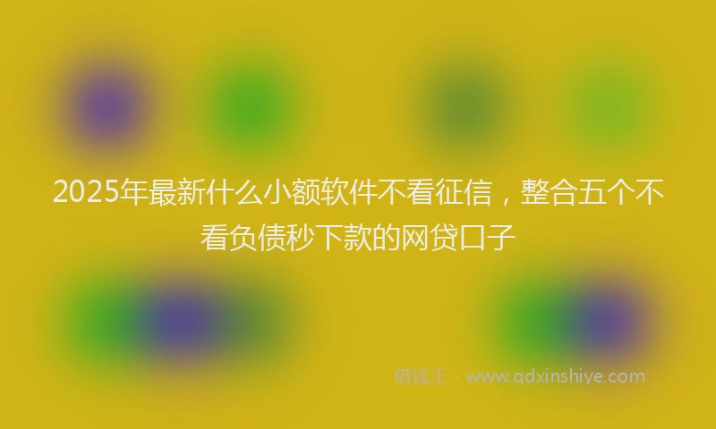 2025年最新什么小额软件不看征信，整合五个不看负债秒下款的网贷口子
