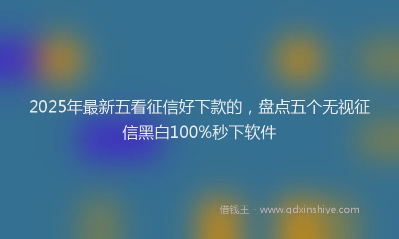 2025年最新五看征信好下款的，盘点五个无视征信黑白100%秒下软件