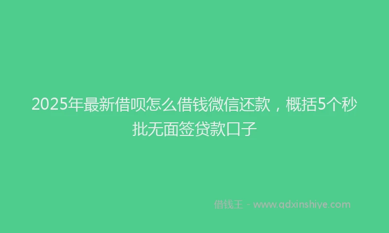 2025年最新借呗怎么借钱微信还款，概括5个秒批无面签贷款口子