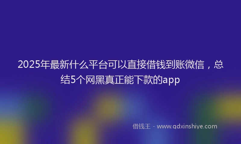 2025年最新什么平台可以直接借钱到账微信，总结5个网黑真正能下款的app