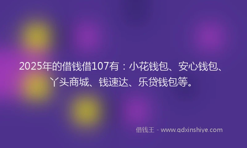 2025年的借钱借107有：小花钱包、安心钱包、丫头商城、钱速达、乐贷钱包等。