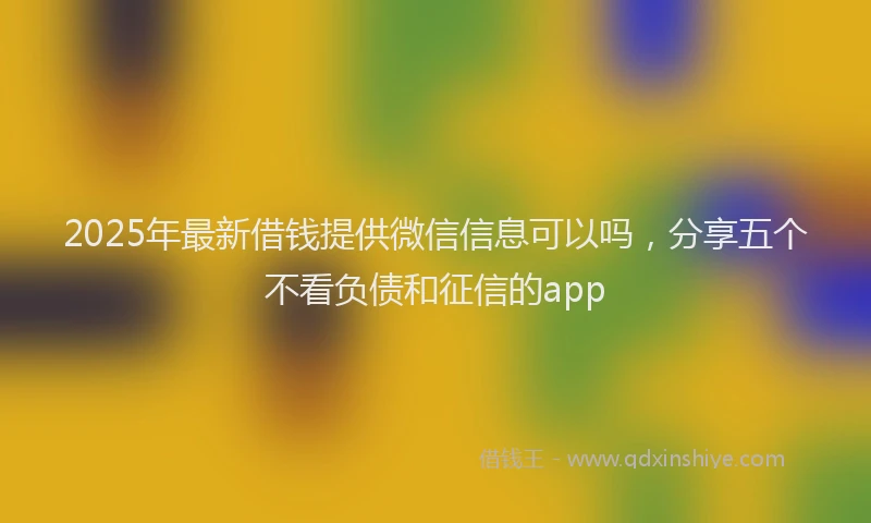 2025年最新借钱提供微信信息可以吗，分享五个不看负债和征信的app
