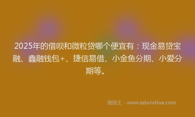 2025年的借呗和微粒贷哪个便宜有：现金易贷宝融、鑫融钱包+、捷信易借、小金鱼分期、小爱分期等。