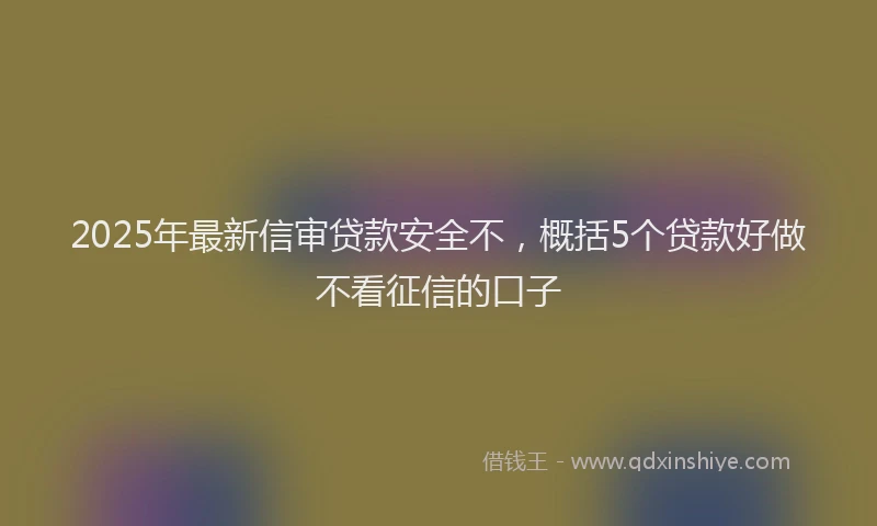 2025年最新信审贷款安全不，概括5个贷款好做不看征信的口子