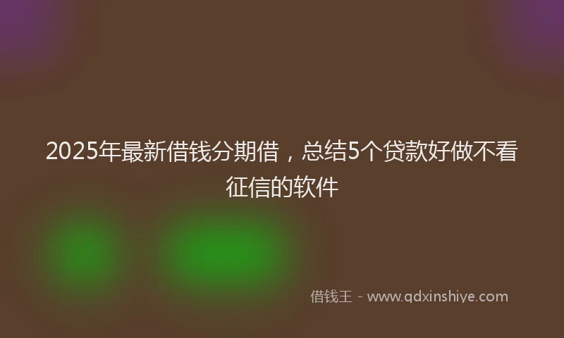 2025年最新借钱分期借，总结5个贷款好做不看征信的软件