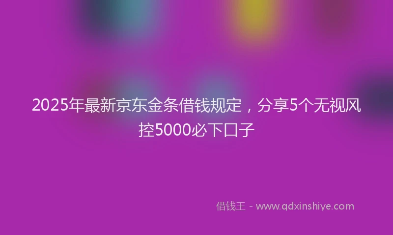 2025年最新京东金条借钱规定，分享5个无视风控5000必下口子